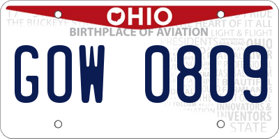 OH license plate GOW0809