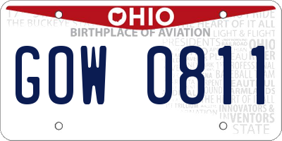 OH license plate GOW0811