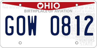 OH license plate GOW0812