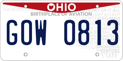 OH license plate GOW0813