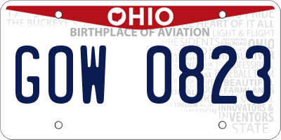 OH license plate GOW0823