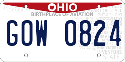 OH license plate GOW0824