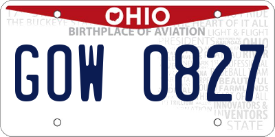 OH license plate GOW0827