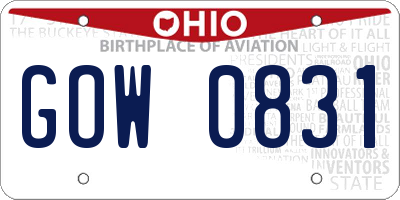 OH license plate GOW0831