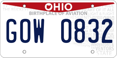 OH license plate GOW0832