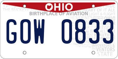 OH license plate GOW0833