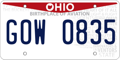 OH license plate GOW0835