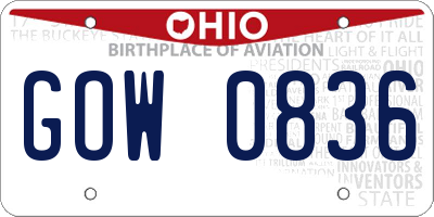 OH license plate GOW0836