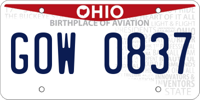 OH license plate GOW0837
