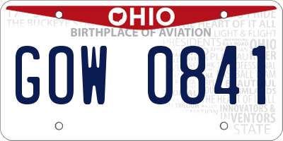 OH license plate GOW0841