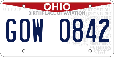OH license plate GOW0842