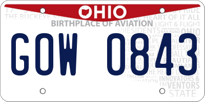 OH license plate GOW0843