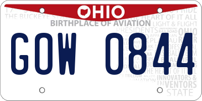 OH license plate GOW0844