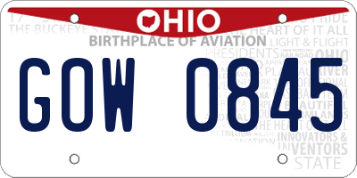 OH license plate GOW0845