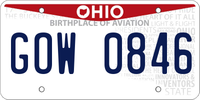 OH license plate GOW0846