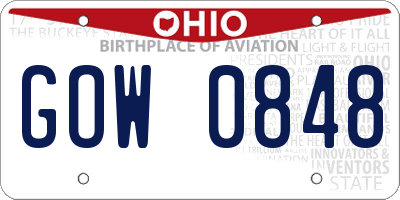 OH license plate GOW0848