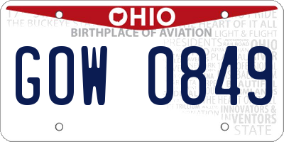 OH license plate GOW0849