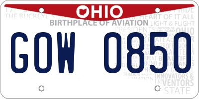 OH license plate GOW0850