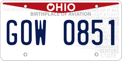 OH license plate GOW0851