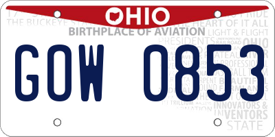 OH license plate GOW0853