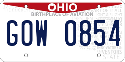 OH license plate GOW0854