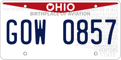 OH license plate GOW0857