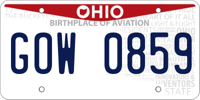 OH license plate GOW0859