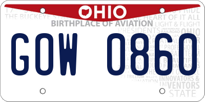 OH license plate GOW0860