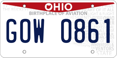 OH license plate GOW0861