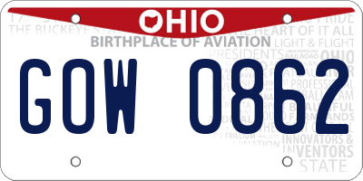 OH license plate GOW0862