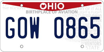 OH license plate GOW0865