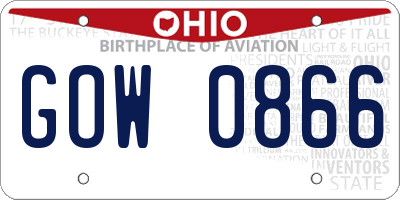 OH license plate GOW0866