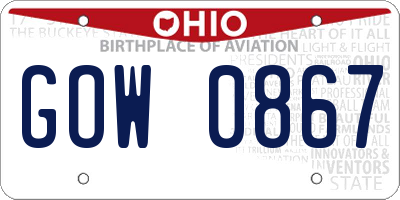 OH license plate GOW0867