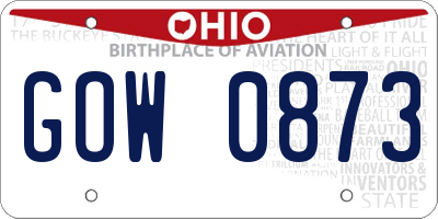 OH license plate GOW0873