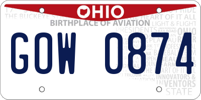 OH license plate GOW0874