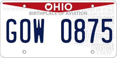 OH license plate GOW0875