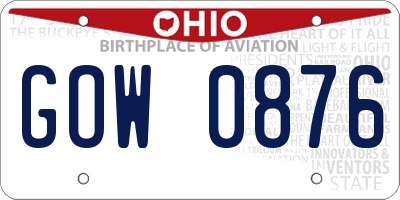 OH license plate GOW0876
