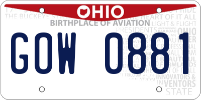 OH license plate GOW0881