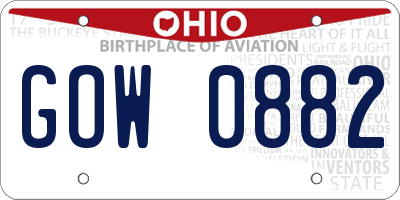 OH license plate GOW0882