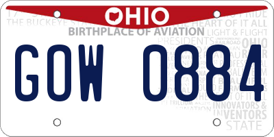 OH license plate GOW0884