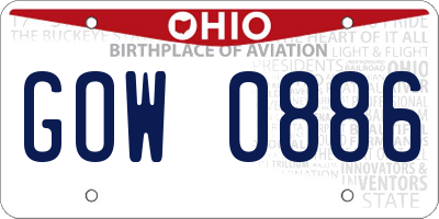 OH license plate GOW0886