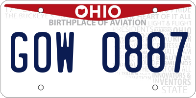 OH license plate GOW0887