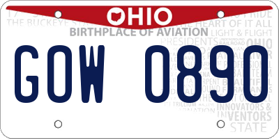 OH license plate GOW0890