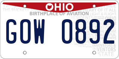 OH license plate GOW0892