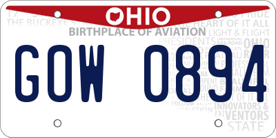 OH license plate GOW0894