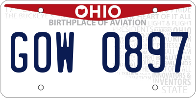 OH license plate GOW0897