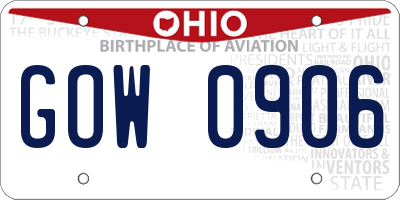 OH license plate GOW0906