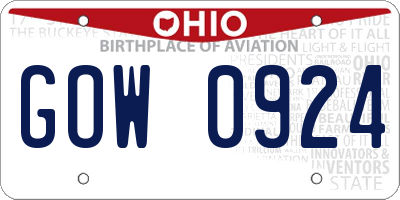 OH license plate GOW0924