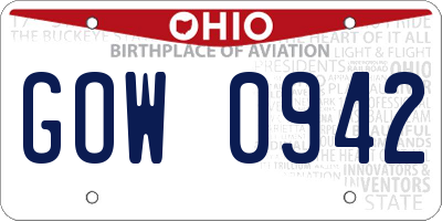 OH license plate GOW0942