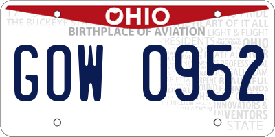 OH license plate GOW0952